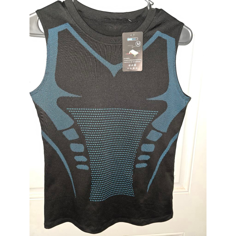 Men's Unbranded Black Blue Athletic Tank Top Size M